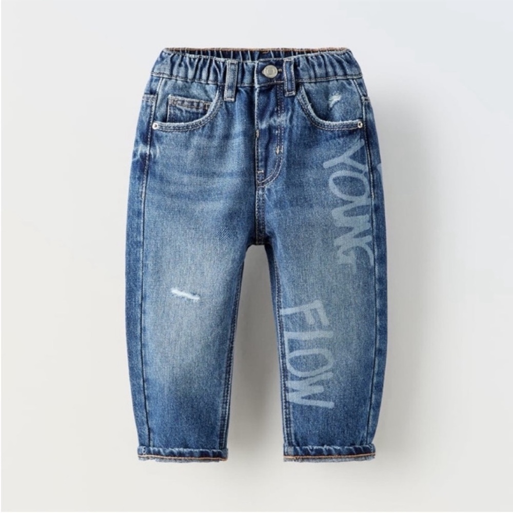 ZARA TEXT DENIM PANTS